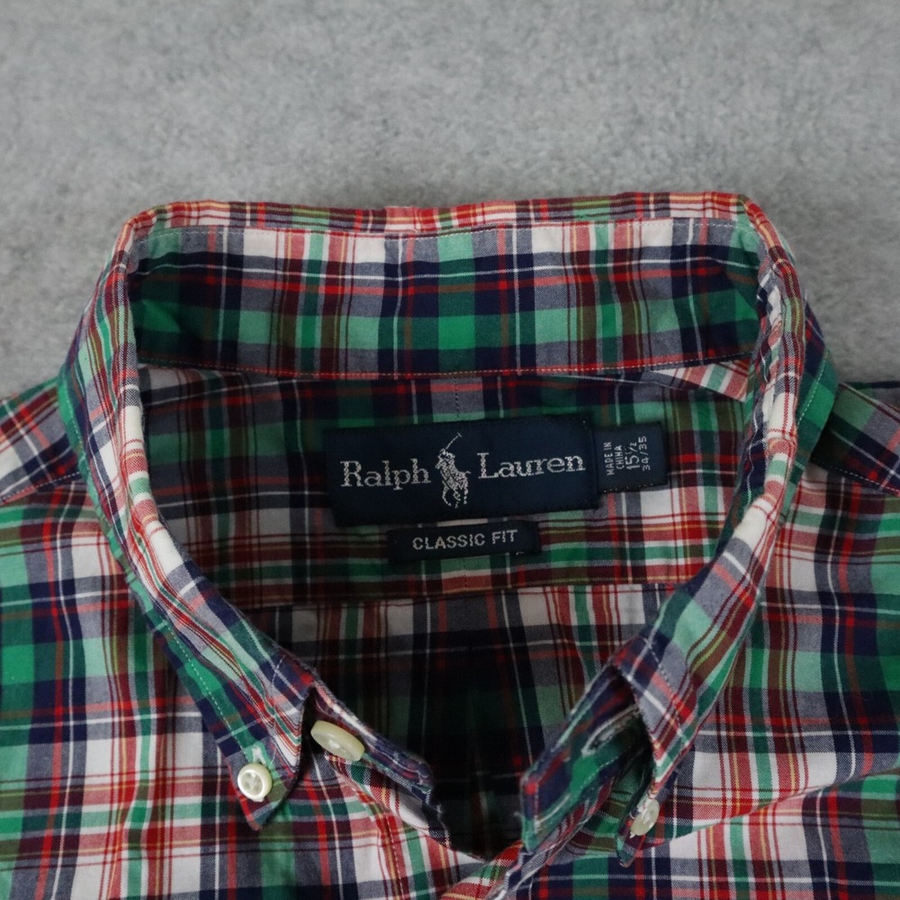 Ralph Lauren Shirt Mens 15.5 34/35 Classic Fit Button Down Plaid Long Sleeve - Picture 3 of 6